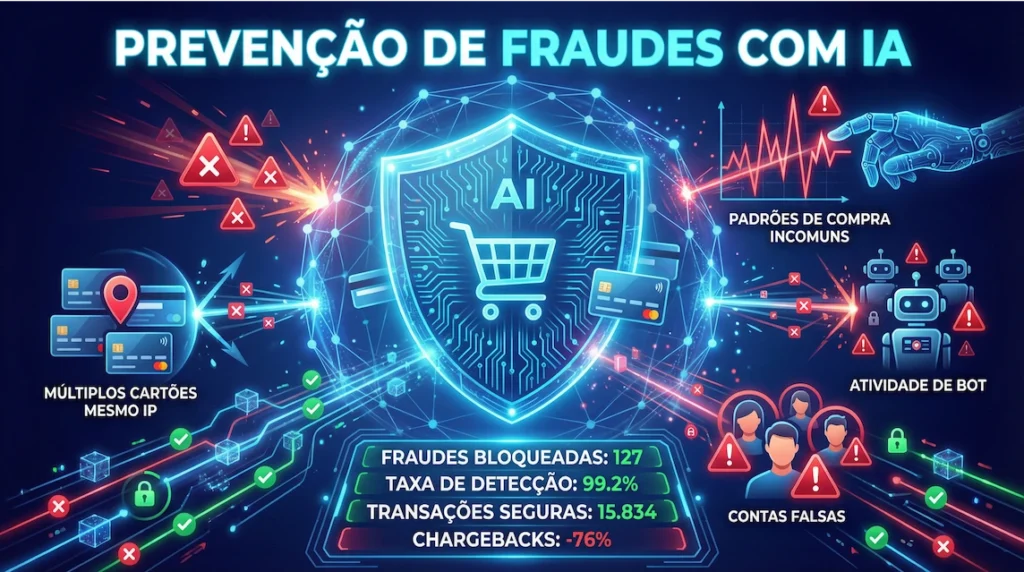 IA no E-commerce 2026: 10 Estratégias que Aumentam Vendas 3 topico 3 prevencao fraudes